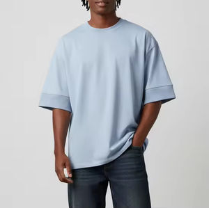 เสื้อยืดผู้ชายผ้าฝ้ายแท้ 100% หนัก 220 กรัม เป็นมิตรกับสิ่งแวดล้อม พิมพ์ลาย DTF ทรงโอเวอร์ไซส์ ไหล่ตก รับผลิตแบบ OEM ODM - Product Image 1