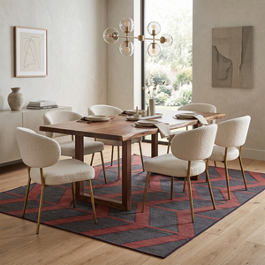 Tapis géométrique Chevron en terre cuite et charbon de bois, écologique, antidérapant, en laine tuftée à la main, motif flèche moderne pour salon - Product Image 3