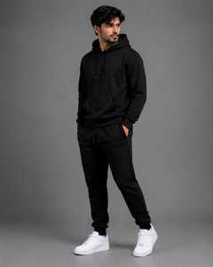 Conjunto de Sudadera con Capucha Negra para Hombre, Pantalones Deportivos Casuales, Traje Deportivo Completo, Zapatillas Blancas, Atuendo para las Cuatro Estaciones - Product Image 2