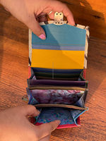 Dompet wanita kulit bulu motif hewan daur ulang model baru dompet multifungsi warna pelangi gemuk dompet tempat kartu ATM