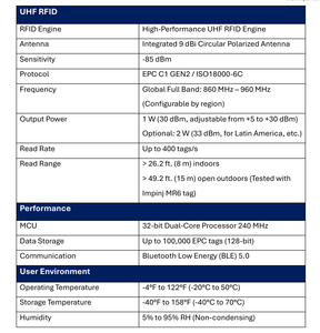 Lector de mano RFID Nextwaves NHR10 de 860 MHz a 960 MHz fabricado en Vietnam para rastrear inventario y seguimiento de artículos. - Product Image 3