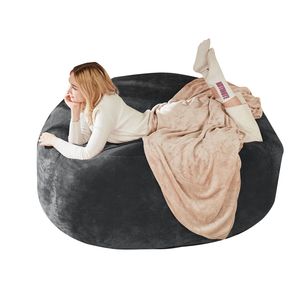 4FT Bean Bag <b>Sofa</b> <b>for</b> Adults and Teens Soft Round <b>Sofa</b> with Removable Flannel <b>Cover</b> and Memory Foam Filling - Product Image 1