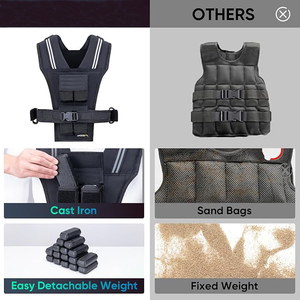 Chaleco con Peso Ajustable para Hombre, 20lbs/30lbs/40lbs, con Franja Reflectante, Chaleco con Peso para Mujer, Chaleco de Entrenamiento para Fuerza - Product Image 3