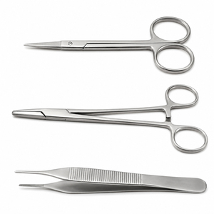 Kit de retrait de sutures chirurgicales manuel en acier inoxydable MEDSPO, comprenant pince Adson, porte-aiguille, forceps et ciseaux à iris, usage médical CE - Product Image 1