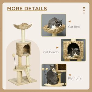 Árbol rascador beige para gatos con postes y casitas para gatos de interior - Product Image 5