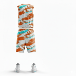 Ensemble de maillot de basket-ball rayé orange personnalisé sans manches, vêtements de sport respirants pour hommes adultes, toutes saisons - Product Image 2