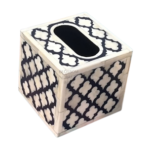 Caja de pañuelos de lujo hecha a mano con incrustaciones de hueso, soporte decorativo de madera, diseño elegante, regalo perfecto para el hogar o el hotel - Product Image 1