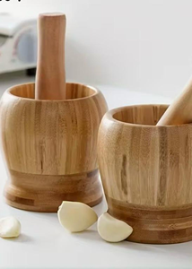Ensemble mortier et pilon en bois, fait main, écologique, qualité alimentaire, pour broyer herbes, épices, ail, poivre, gingembre, outil manuel durable pour herbes - Product Image 3