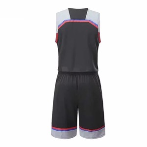 Maillots de basketball personnalisés à faible MOQ, col rond, fermeture boutonnée, ensemble unisexe, 100 % polyester, sans manches, respirant, séchage rapide - Product Image 3