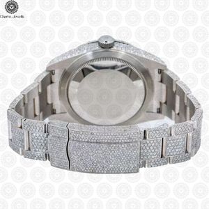 Montre de luxe pour homme Charm Jewels en acier inoxydable avec accents de diamants, mouvement mécanique analogique, cadran de 40 mm, résistance à l'eau 10 bars, automatique - Product Image 5