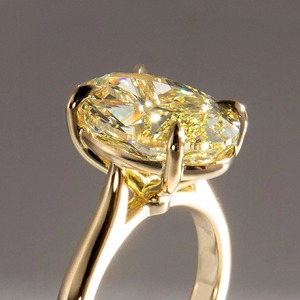 5CT Fancy Yellow Oval Cut Shape Lab Grown Solitaire Ring IGI Certified 4 Claw Prongs 2.0 MM Cathedral Band Wedding Gifts - Product Image 3