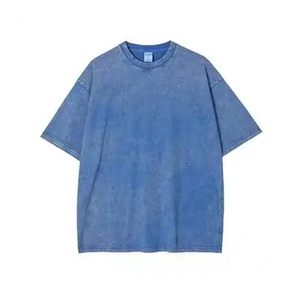 Custom Washed Knitted 100% Cotton Solid <b>Oversized</b> Boxy T-<b>Shirt</b> Men O-Neck Short Sleeve Blank Vintage Streetwear 230g - Product Image 1