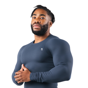 T-shirt de compression à manches longues pour homme, coupe ajustée, soutien musculaire, haut de performance pour la musculation et l'entraînement en salle de sport - Product Image 3