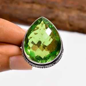 Anillo de peridoto verde en forma de pera, hecho a mano, plata de ley 925, estilo vintage, regalo de joyería para mujer - Product Image 4