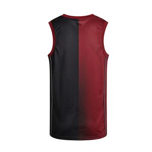 Maillot de basket-ball noir et rouge dégradé, uniforme d'équipe, polyester respirant, sans manches, col rond, entraînement sportif - Product Image 2