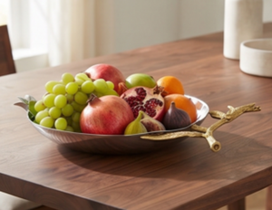 Elegante tazón decorativo de latón y acero inoxidable con diseño de granada, perfecto para refrigerios, frutos secos, decoración de hoteles y restaurantes. - Product Image 6