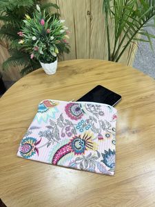 Exclusive cotton quilted <b>laptop</b> cover premium handmade floral padded protective zipper notebook <b>sleeve</b> lightweight everyday bags - Product Image 3