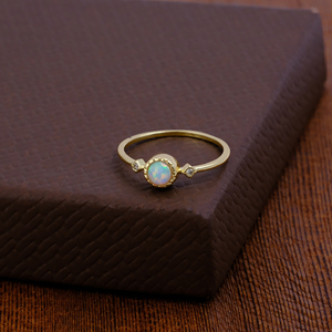 Unique Round Fire <b>Opal</b> Promise <b>Ring</b>-18k Gold Plated Handmade Boho <b>Ring</b>-<b>Engagement</b> Anniversary Birthday Jewelry Gift For Her R - Product Image 4