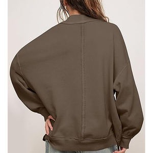 Sweat-shirts à épaules tombantes personnalisés à col montant, en polaire douce, coupe oversize, à manches longues, imprimés pour femme - Product Image 6