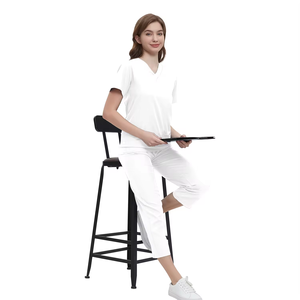 Low MOQ Short Sleeved V-neck Hospital Nurse Uniform <b>Set</b> Customized Basic Split Medical <b>Scrubs</b> <b>Set</b> - Product Image 3