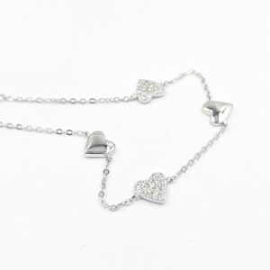 Pulsera Romántica de Aleación con Baño de Rodio y Cristales de Imitación, Diseño de Corazón, Cadena para Mujer, Regalo de Joyería - Product Image 3