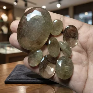 BAITHU GEMS MINERALS อัญมณีอะความารีนธรรมชาติขัดเงาสวยงาม รูปทรงพิเศษ พร้อมประกายสีทอง  รูปทรงปรับแต่งได้ คุณภาพเยี่ยม - Product Image 4