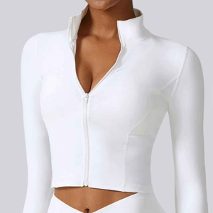 Comfortable Breathable High Quality Running Yoga Fitness Jackets Long Sleeve Women Athletic <b>Zip</b> <b>up</b> Crop Running Jacket - Product Image 3