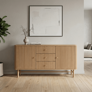 Commode autoportante minimaliste en teck massif Kaede, 3 tiroirs, finition naturelle, pour salon, chambre, entrepôt, intérieur commercial - Product Image 5