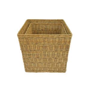 Eco-friendly Brown Rattan <b>Square</b> <b>Storage</b> Bins Set of 2 - Product Image 1