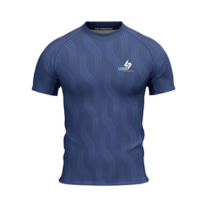 OEM ODM Crew Neck <b>Short</b> Sleeve Quick Dry Polyester Gym Shirt Regular Fit All Seasons Front Logo Custom Made <b>Compression</b> Wear - Product Image 5