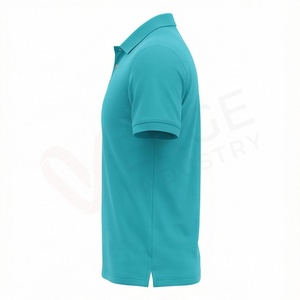 Polo à manches courtes pour homme, couleur turquoise, logo montagne brodé, décontracté, respirant, coton Oxford, coupe classique - Product Image 3