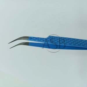 Pince à épiler d'extension de cils en acier inoxydable incurvée en J avec logo personnalisé léger antistatique précision Diamond Grip 11cm Mega - Product Image 2