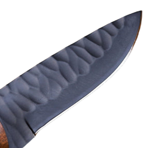 Black Fixed Blade Hunting Knife with Brown Wooden Handle Textured Blade <b>Outdoor</b> Camping Survival Utility Knife for Hiking - Product Image 2