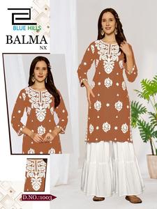 Kurti Lucknowi Premium, Ropa Étnica Tradicional Bordada de Algodón para Mujer, Cómoda para Uso Diario, Festivales y Fiestas - Product Image 2