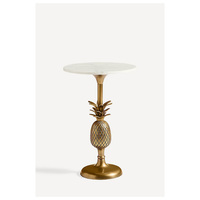 Table d'appoint multifonctionnelle en aluminium de qualité supérieure avec cadre antique, deux étagères en verre, mobilier moderne minimaliste pour salon et maison