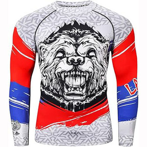 Wholesale Rohzen Sports Custom Printed Spandex <b>Compression</b> Rashguard Long Sleeves Logo Heat-Transfer Breathable Quick Dry - Product Image 4