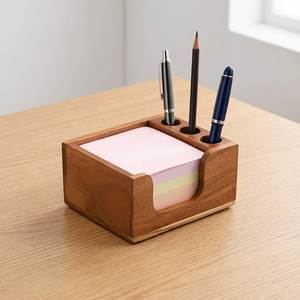 Artisan Wooden Stationery Stand for <b>Home</b> Office Rustic Wooden Writing Tools Organizer Modern Wooden Pen Storage Cup for Desktop - Product Image 4