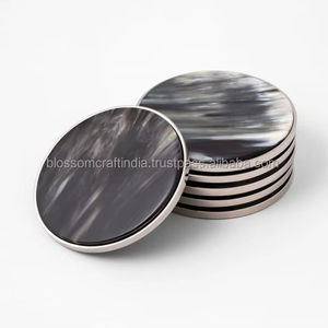 Ensemble de sous-verres en corne écologique raffinés et artisanaux de première qualité pour les hôtels, les restaurants, les bars, les cafés, les maisons, la décoration de table, la protection - Product Image 2