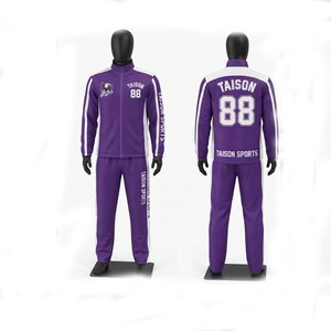 Ensemble de survêtement de football unisexe 100 % polyester 220g, séchage rapide, respirant, léger, pour l'été, violet et blanc, pour l'entraînement - Product Image 1