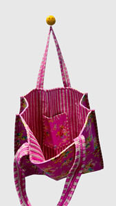 Sac fourre-tout non tissé à imprimé floral rose, style bohème, ouvert en haut, sac de shopping toutes saisons - Product Image 3