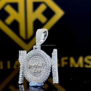 จี้เพชรทรงกลมและทรงบาแกตต์ประดับเพชรโมอิสซาไนต์สุดหรูสำหรับเด็ก สไตล์ฮิปฮอป ทำจากเงินแท้ 925 - Product Image 3