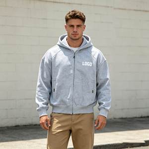 Premium Quality Men's Zipper-Up Terry Print Washed Hooded Sweatshirt Solid Sky Blue Regular Fit Casual Spring Wear 100% Cotton - Product Image 1