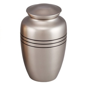 Urnes funéraires en aluminium pour adultes avec bande en étain et finition noire, urne funéraire en métal pour cendres humaines - Product Image 2