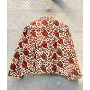 Handmade Floral Printed <b>Quilted</b> Women <b>Jacket</b> Lightweight Button Coat for Casual Daily Wear gift for her lightweight coat - Product Image 6