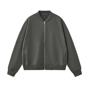 Blouson Bomber Unisexe Personnalisé en Polaire, Coupe Oversize, Entièrement Zippé, Sweat-shirt Décontracté avec Bordure Côtelée, Style Streetwear, Veste Universitaire, Vêtements OEM - Product Image 5