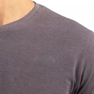 T-shirt pour homme en coton gris, col rond, coupe classique, manches courtes, couleur unie, tissu jersey tricoté, style col rond, OEM - Product Image 3