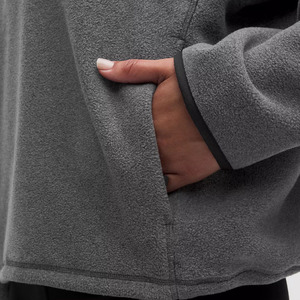Chaqueta de Forro Polar Gris para Mujer con Cuello Alto, Manga Larga, Cierre de Cremallera 1/4, Top para Gimnasio y Yoga - Product Image 3