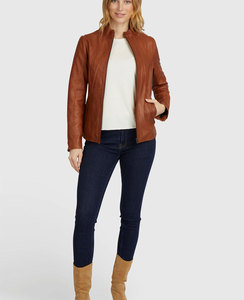 แจ็กเก็ตหนังแกะแท้สำหรับผู้หญิงเสื้อแจ็คเก็ตผ้าฝ้ายระบายอากาศได้ดีดีไซน์แบบลำลองสำหรับนักขี่จักรยาน - Product Image 4