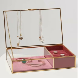 <b>Modern</b> Decorative Metal And Glass Jewelry Organizer Box For <b>Dressing</b> <b>Table</b> With Stylish Transparent Finish - Product Image 1