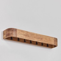 Porte-manteau mural moderne Vandana Flux Maxima en bois d'acacia Phrygian pour salon et chambre à coucher